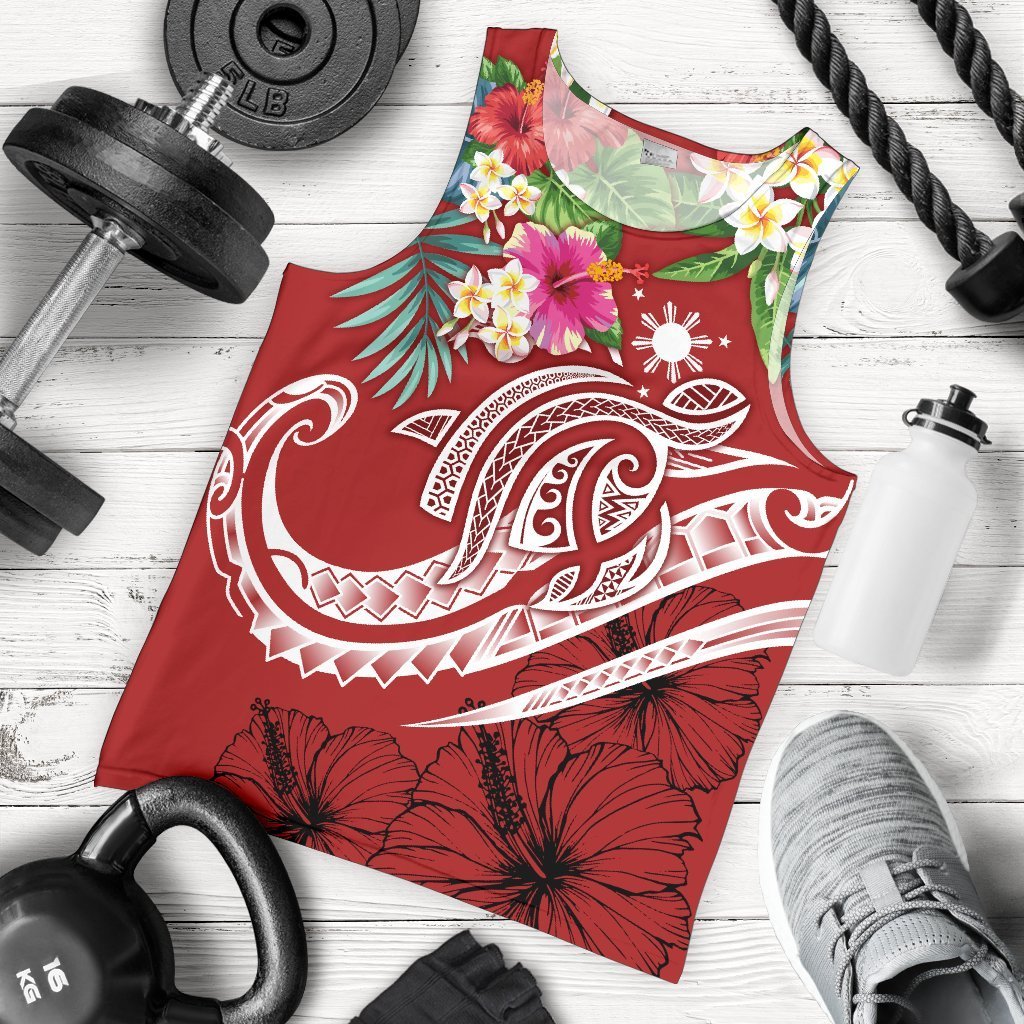 The Philippines Men's Tank Top Summer Plumeria Red