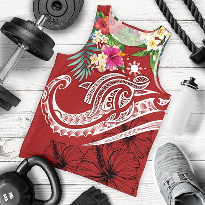 The Philippines Men's Tank Top Summer Plumeria Red
