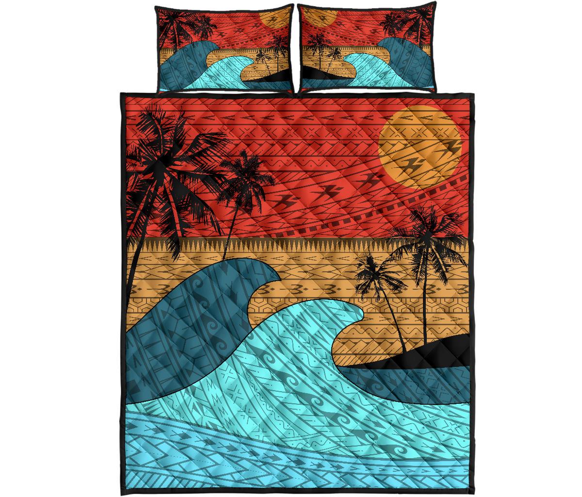 Hawaii Polynesian Sun Down Quilt Bed Set