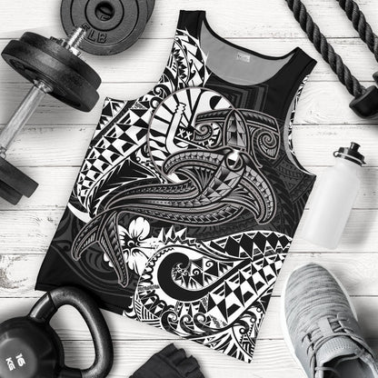 Tahiti Men's Tank Top White Shark Polynesian Tattoo