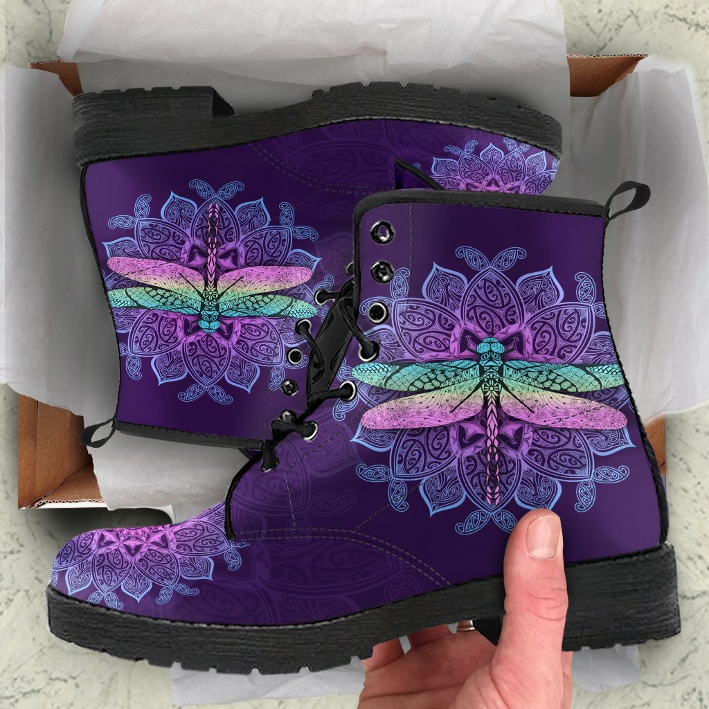 Maori Mandala Dragonfly Leather Boots