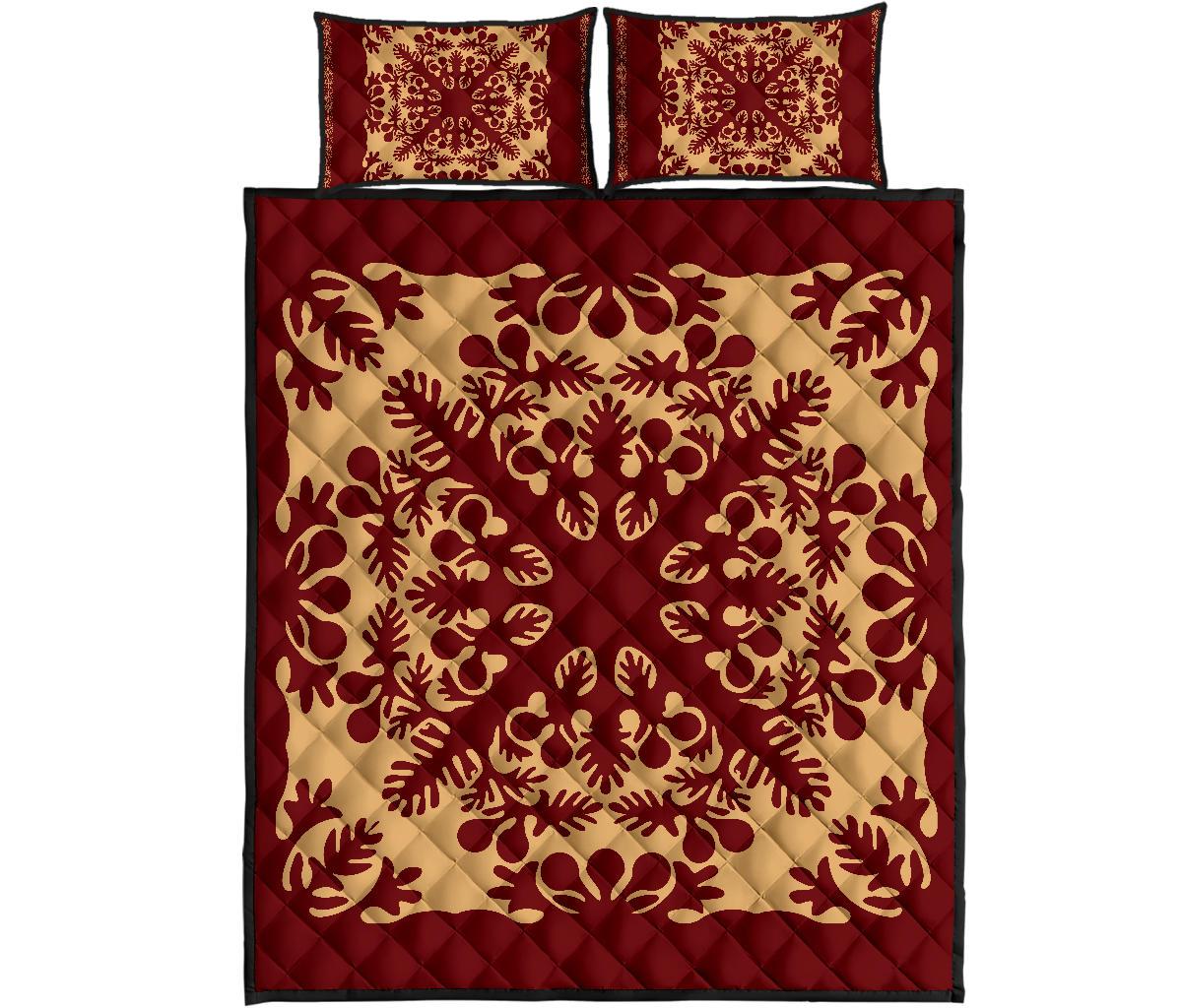 Hawaiian Quilt Vintage Quilt Bed Set