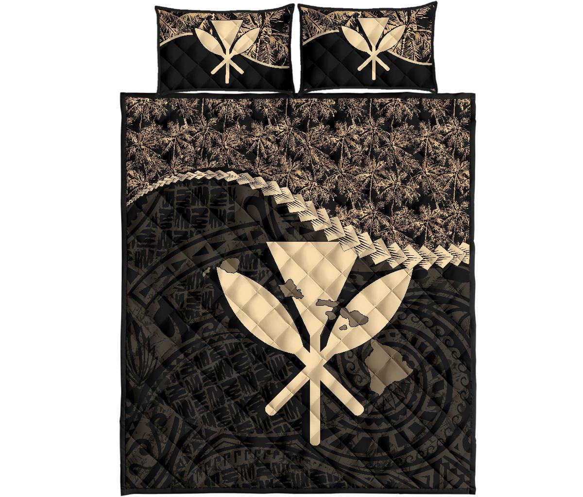 Kanaka Maoli Polynesian Quilt Bed Set Golden Coconut