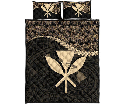 Kanaka Maoli Polynesian Quilt Bed Set Golden Coconut