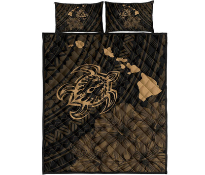 Hawaii Sea Turtle Is Swimming Toward Quilt Bed Set Gold