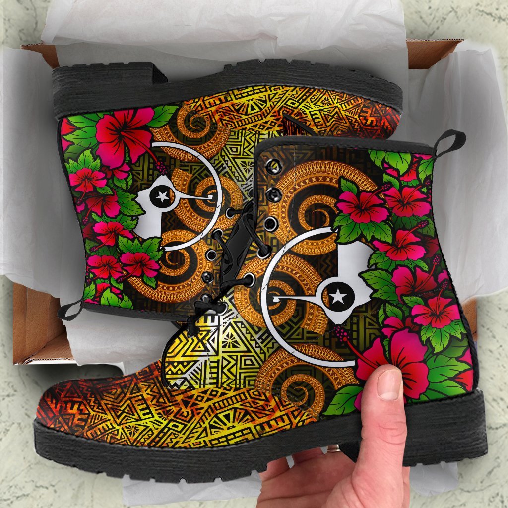 Yap Micronesia Leather Boots - Hibiscus Vintage