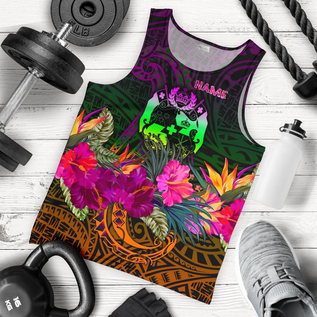 Tonga Polynesian Personalised Men's Tank Top Summer Hibiscus