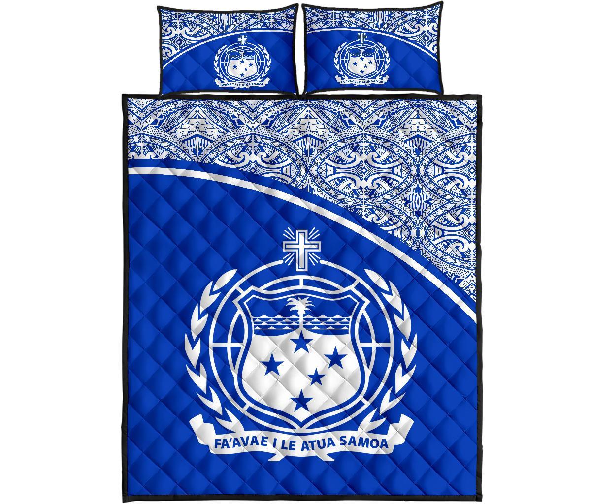 Samoa Quilt Bed Set Samoa Coat Of Arms Blue Curve Version