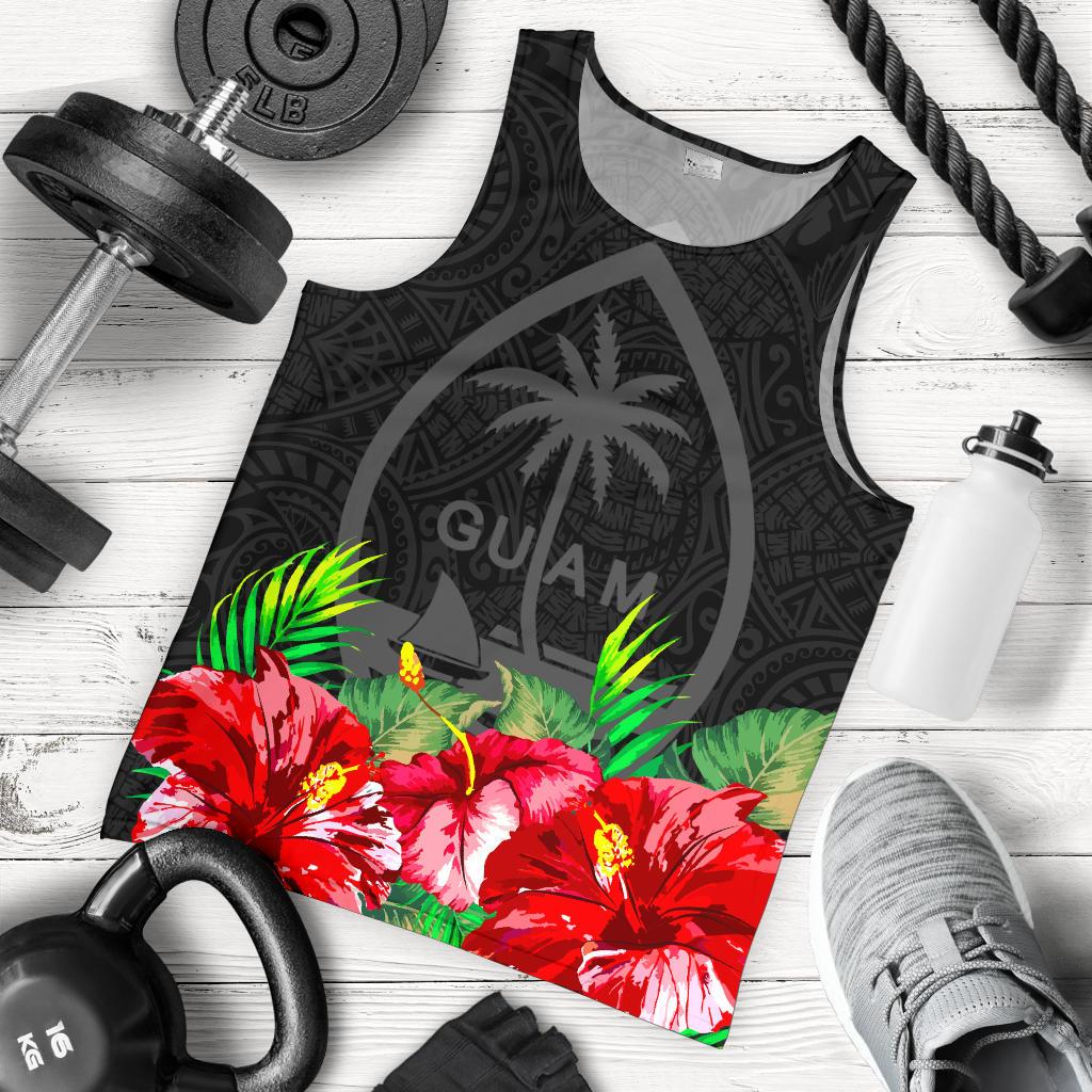 Guam Polynesian Men's Tank Top Black Hibiscus