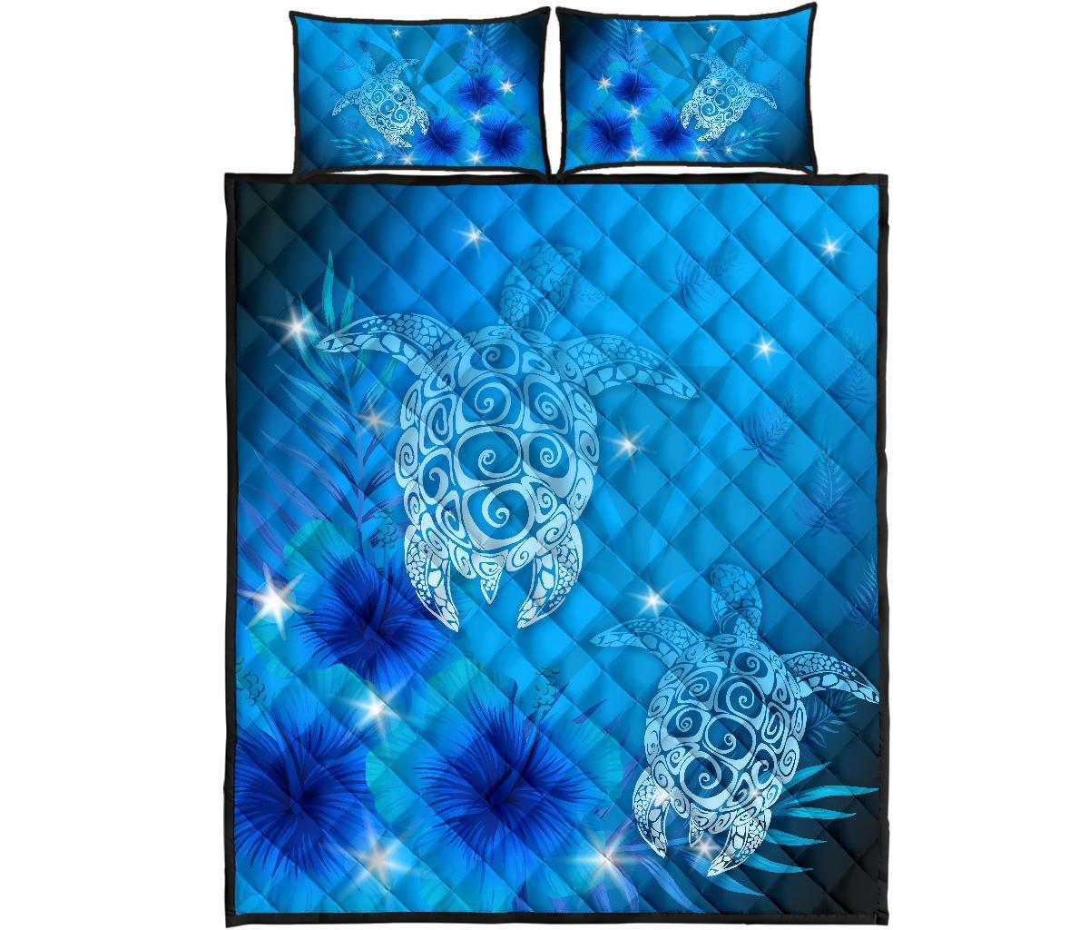 Hawaii Turtle Hibiscus Quilt Bed Set Bling Style