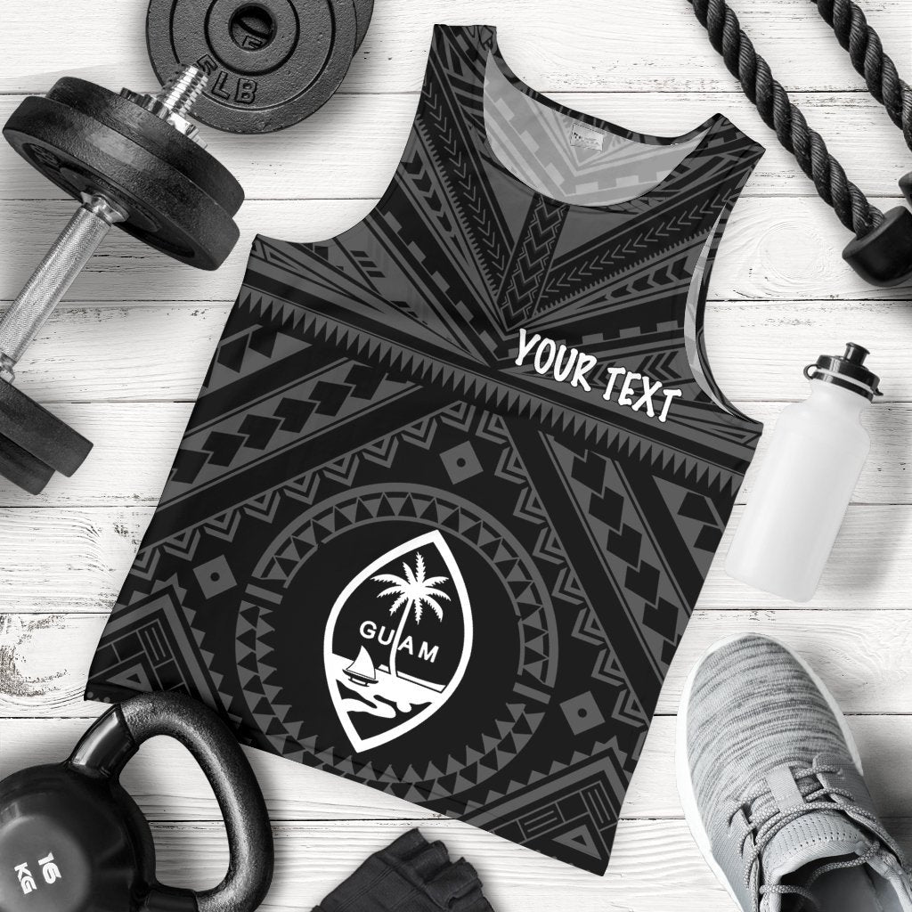 Guam Personalised Men's Tank Top Guam Seal With Polynesian Tattoo Style Black