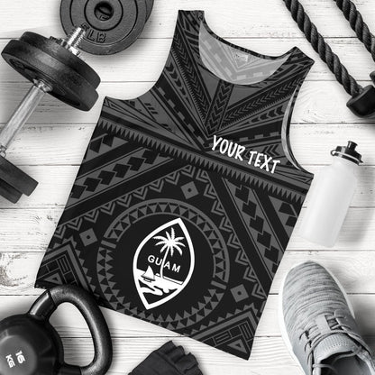 Guam Personalised Men's Tank Top Guam Seal With Polynesian Tattoo Style Black