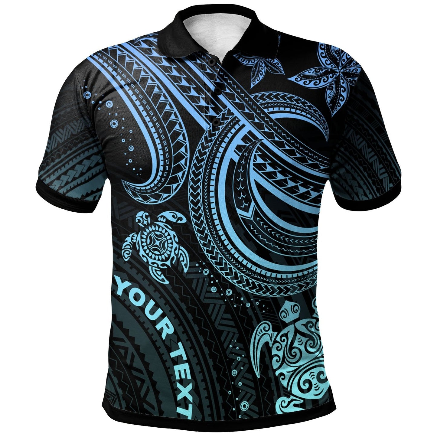 Polynesian Custom Personalised Polo Shirt - Blue Turtle