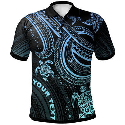 Polynesian Custom Personalised Polo Shirt - Blue Turtle