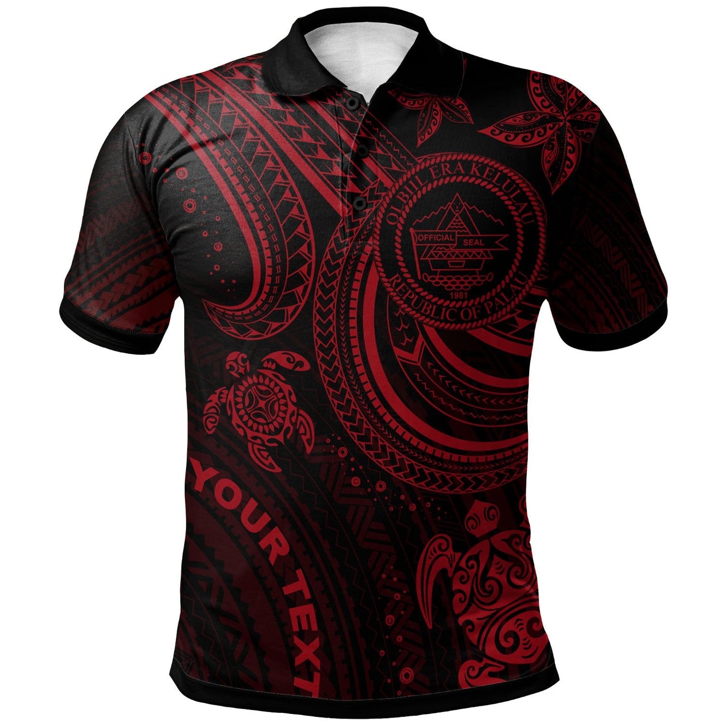 Palau Custom Personalised Polo Shirt - Red Turtle
