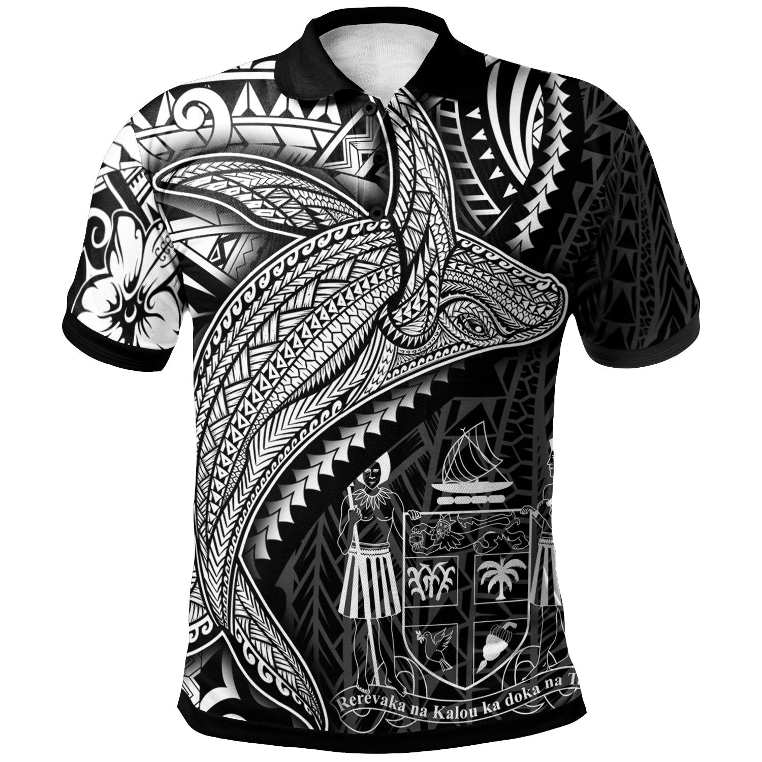 Fiji Polo Shirt - Humpback Whale & Coat of Arms White
