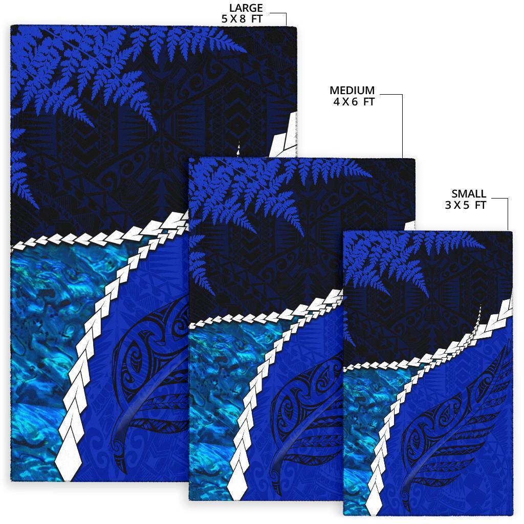 Paua Shell Maori Silver Fern New Zealand Area Rug Cobalt