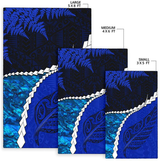 Paua Shell Maori Silver Fern New Zealand Area Rug Cobalt