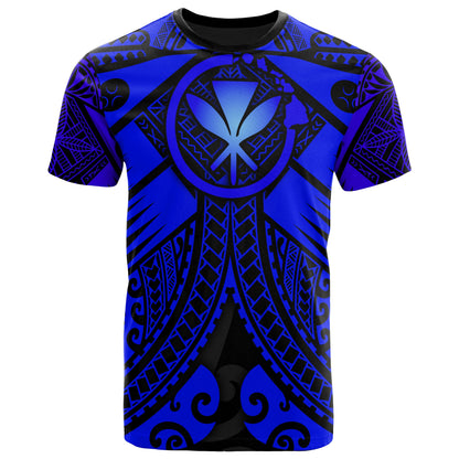Hawaii Polynesian T-Shirt - Blue Kanaka Maoli Map