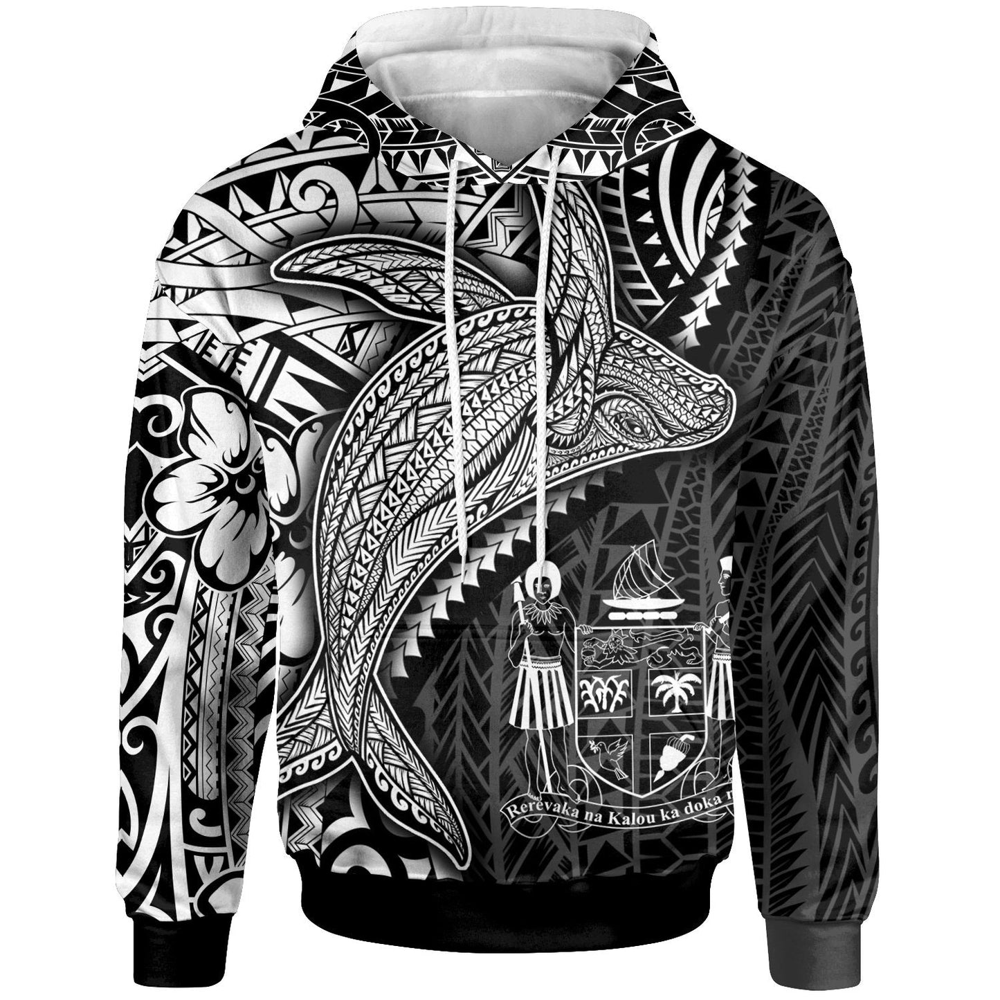 Fiji Hoodie Humpback Whale & Coat of Arms White