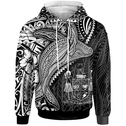 Fiji Hoodie Humpback Whale & Coat of Arms White
