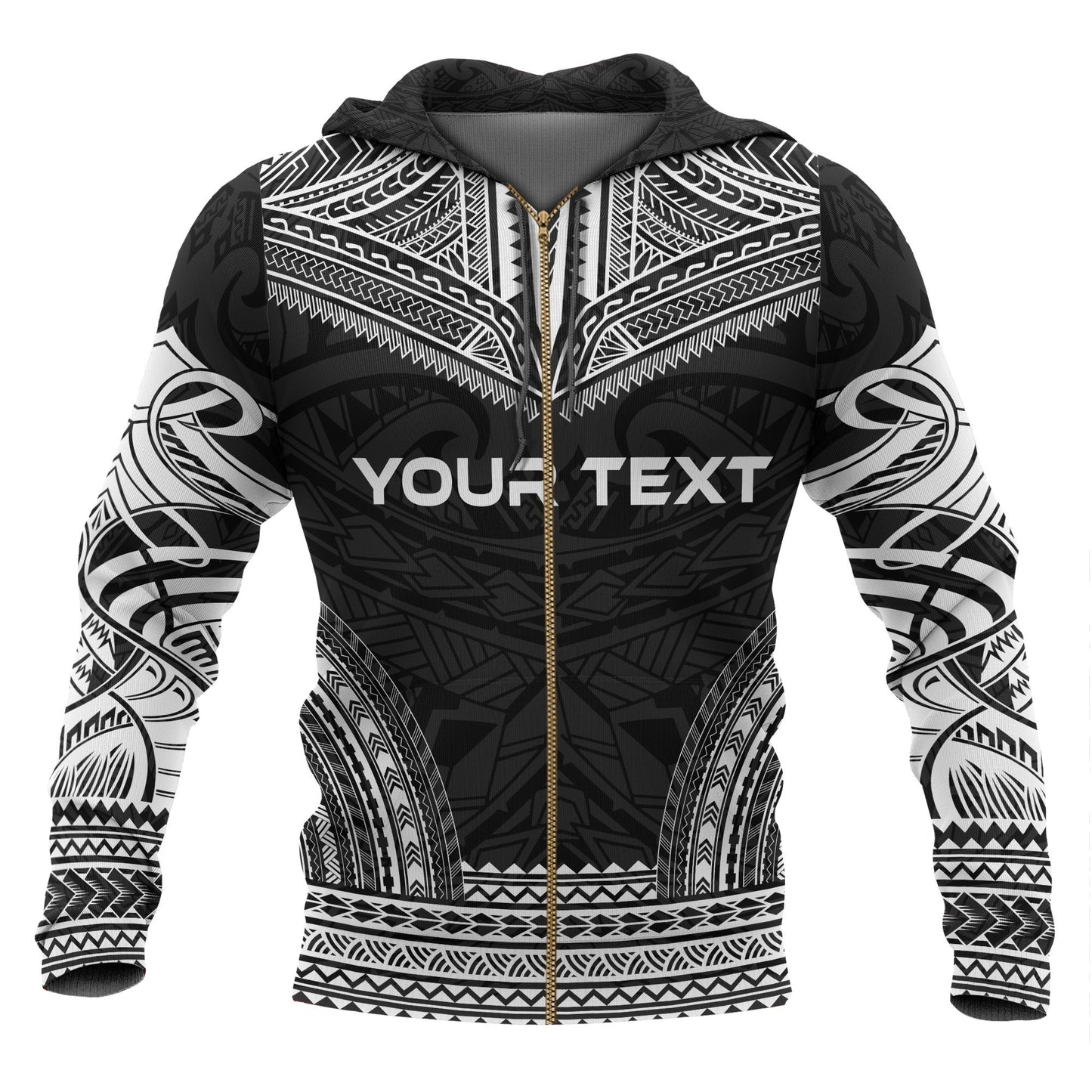 Yap Polynesian Chief Zip-Up Hoodie Black Version All Over Print