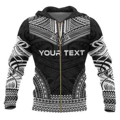 Yap Polynesian Chief Zip-Up Hoodie Black Version All Over Print