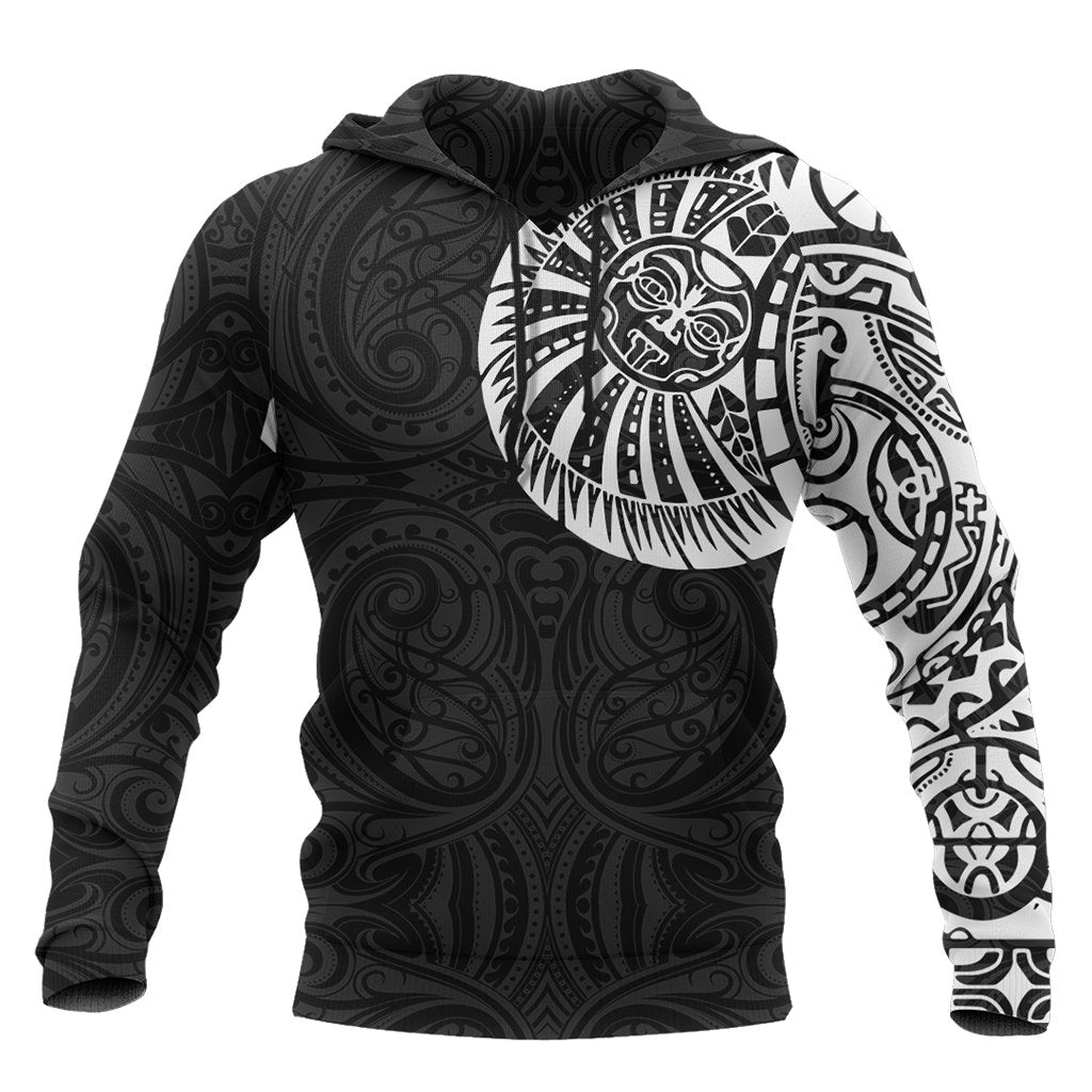 New Zealand Maori Hoodie, Maori Warrior Tattoo Pullover Hoodie White