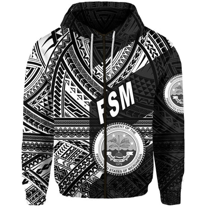 Federated States of Micronesia Zip Hoodie FSM Original Style Black