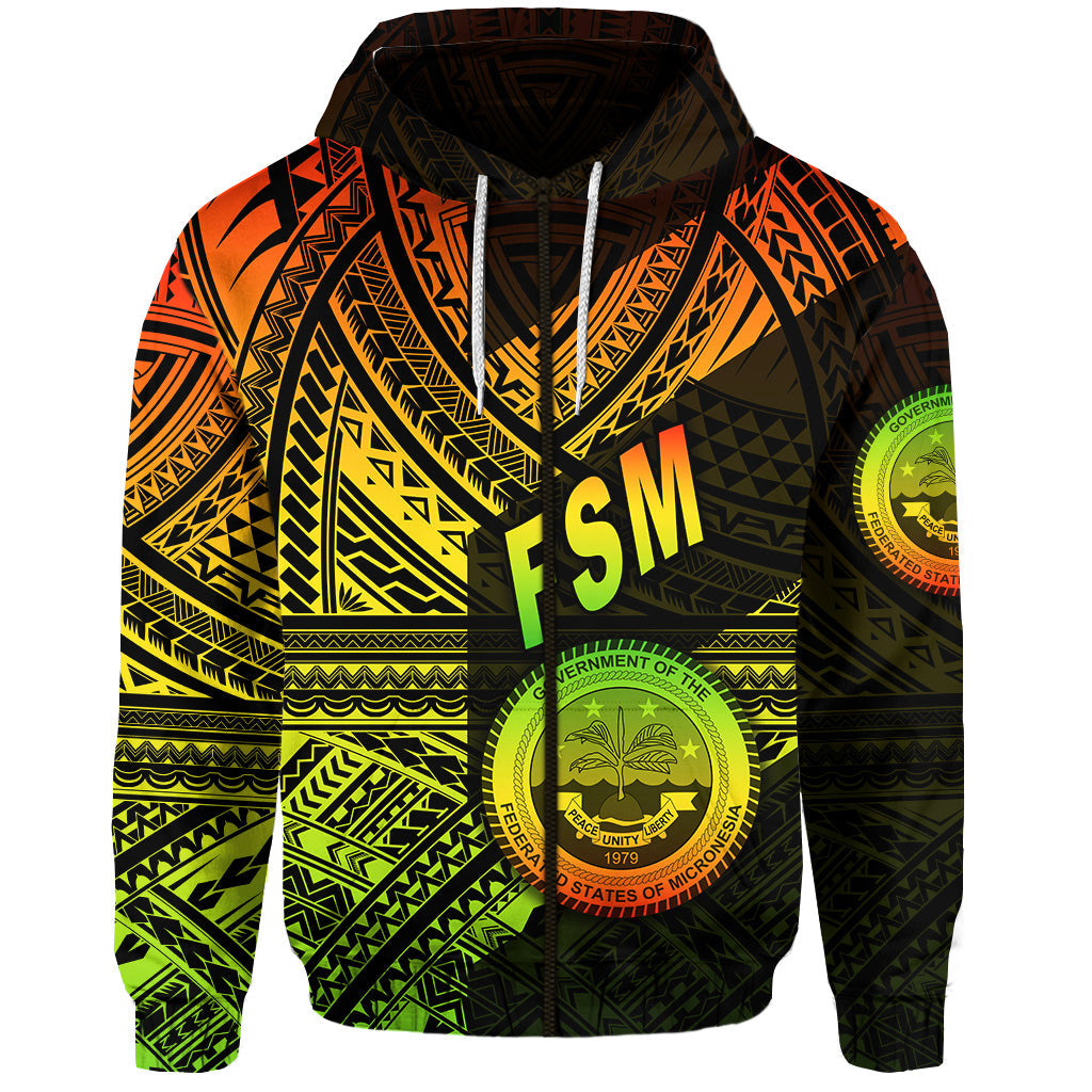 Federated States of Micronesia Zip Hoodie FSM Original Style Reggae