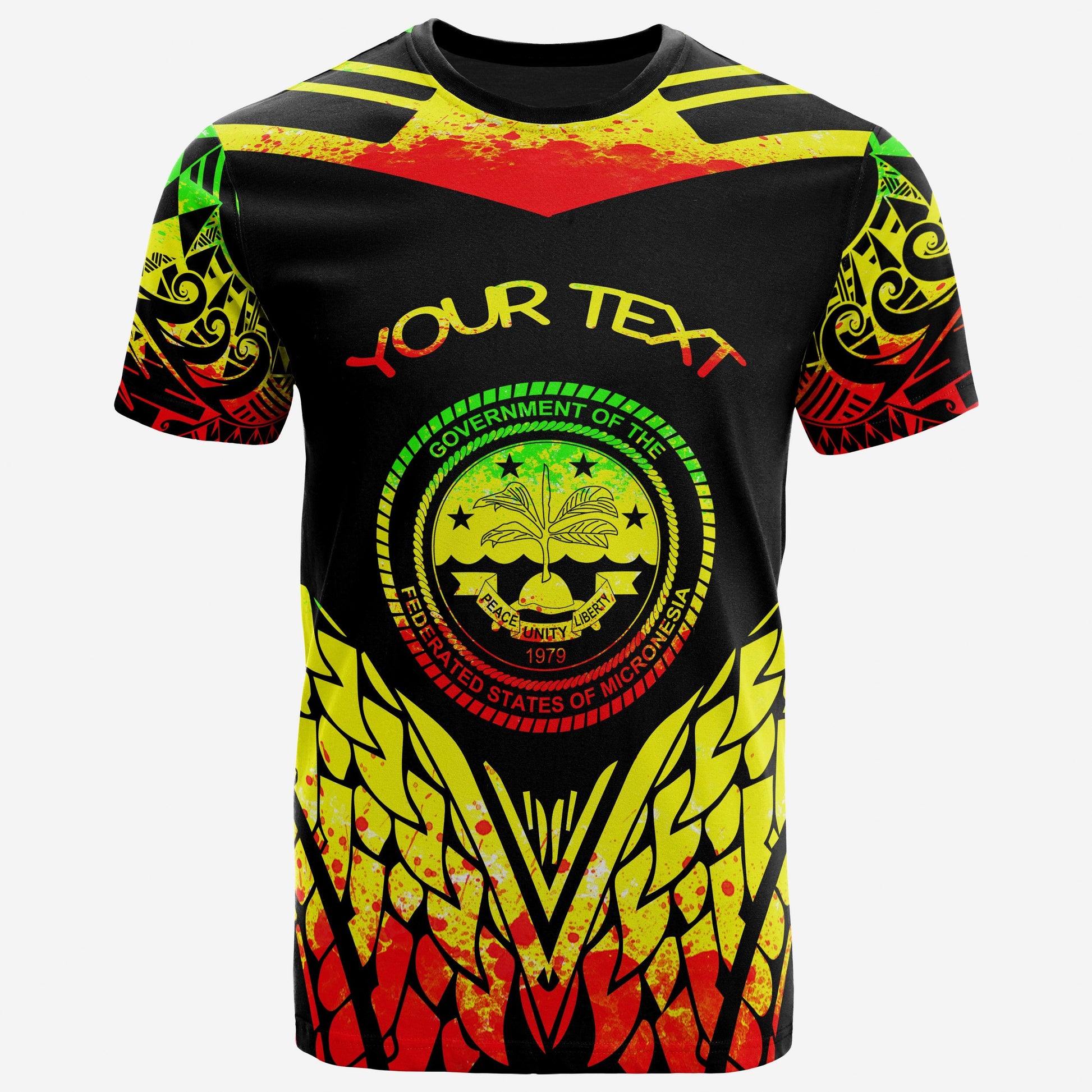 Federated States Of Micronesia T Shirt Unique Eagle Feather Texture Reggae