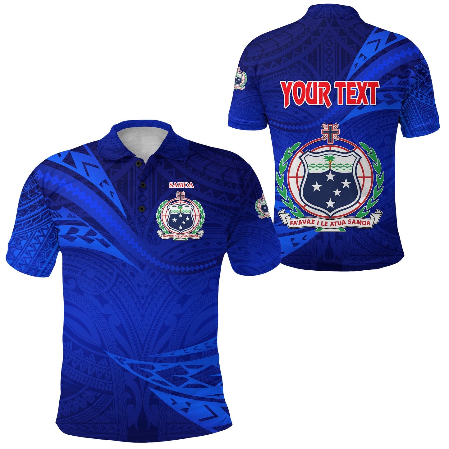 Custom Personalised Manu Samoa Rugby Polo Shirt Unique Version Full Blue