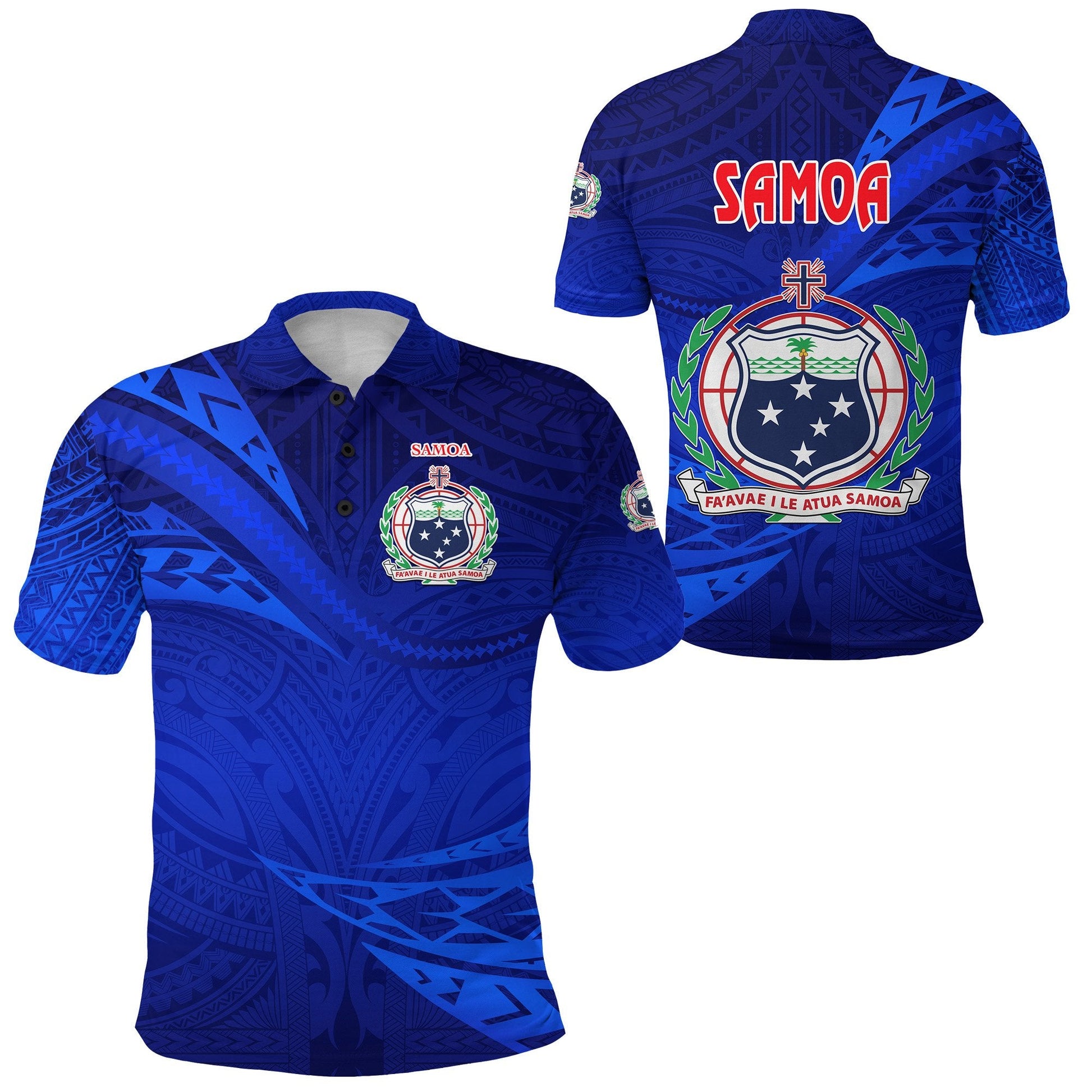 Manu Samoa Rugby Polo Shirt Unique Version Full Blue