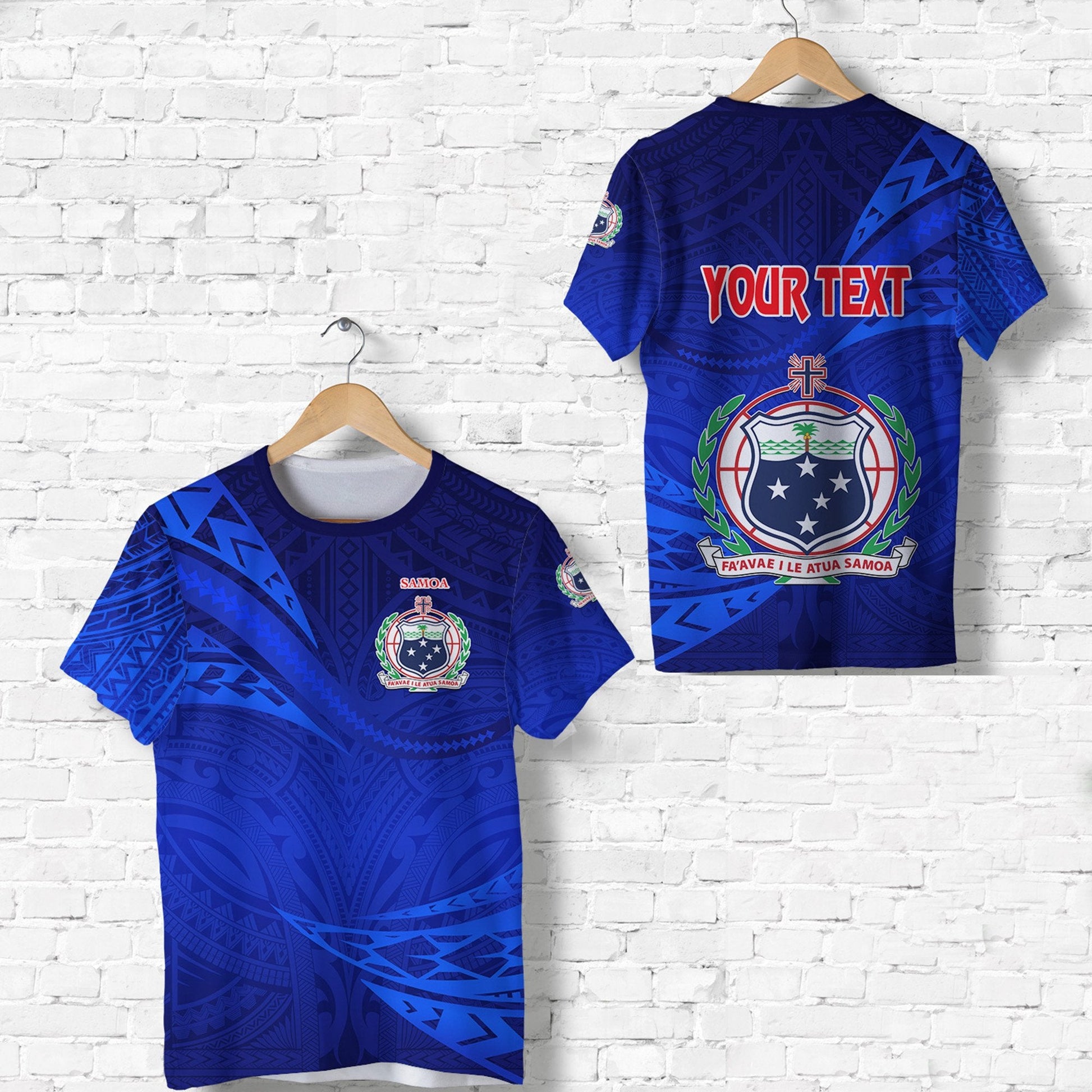 Custom Personalised Manu Samoa Rugby T Shirt Unique Version Full Blue