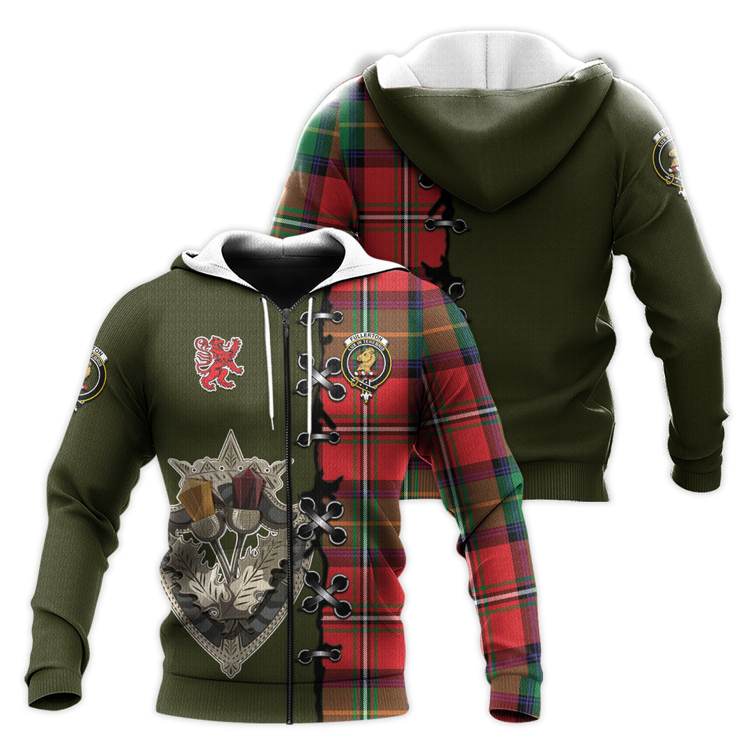 Printivon Fullerton Tartan Hoodie Lion Rampant And Celtic Thistle Style