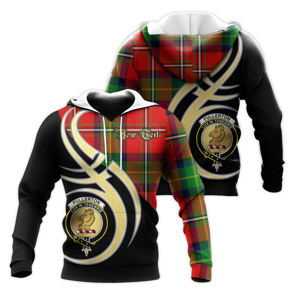 Printivon Fullerton Clan Believe In Me Crest Tartan Knitted Hoodie Custom Your Text