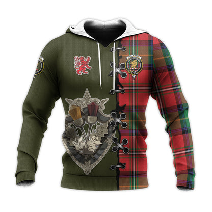 Printivon Fullerton Tartan Hoodie Lion Rampant And Celtic Thistle Style