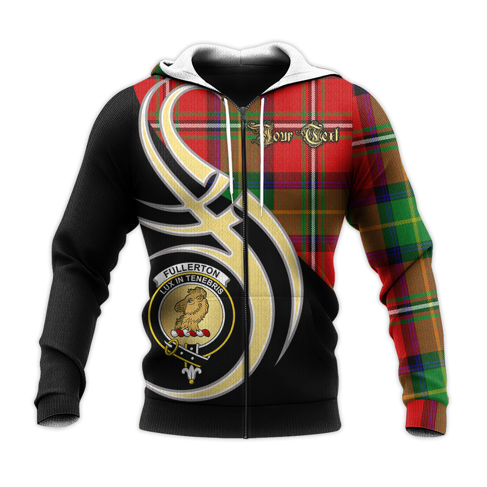 Printivon Fullerton Clan Believe In Me Crest Tartan Knitted Hoodie Custom Your Text