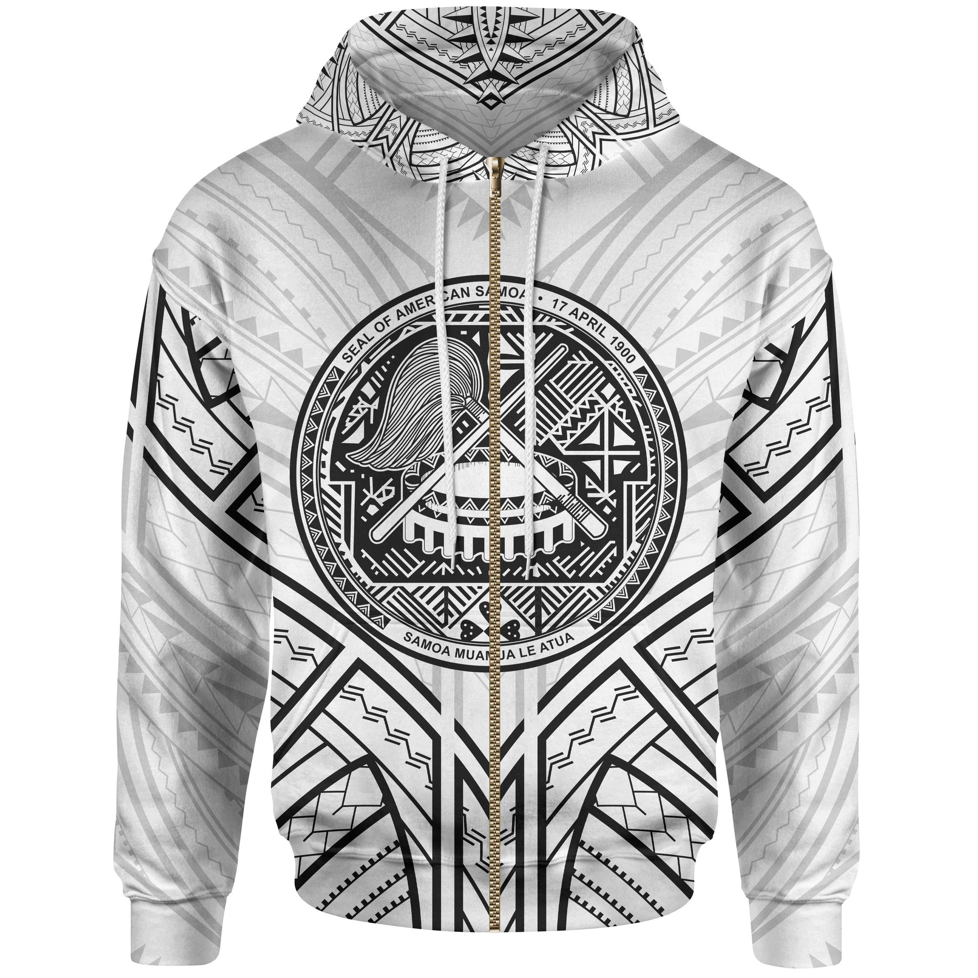 American Samoa Zip Hoodie American Samoa Seal Tribal Patterns
