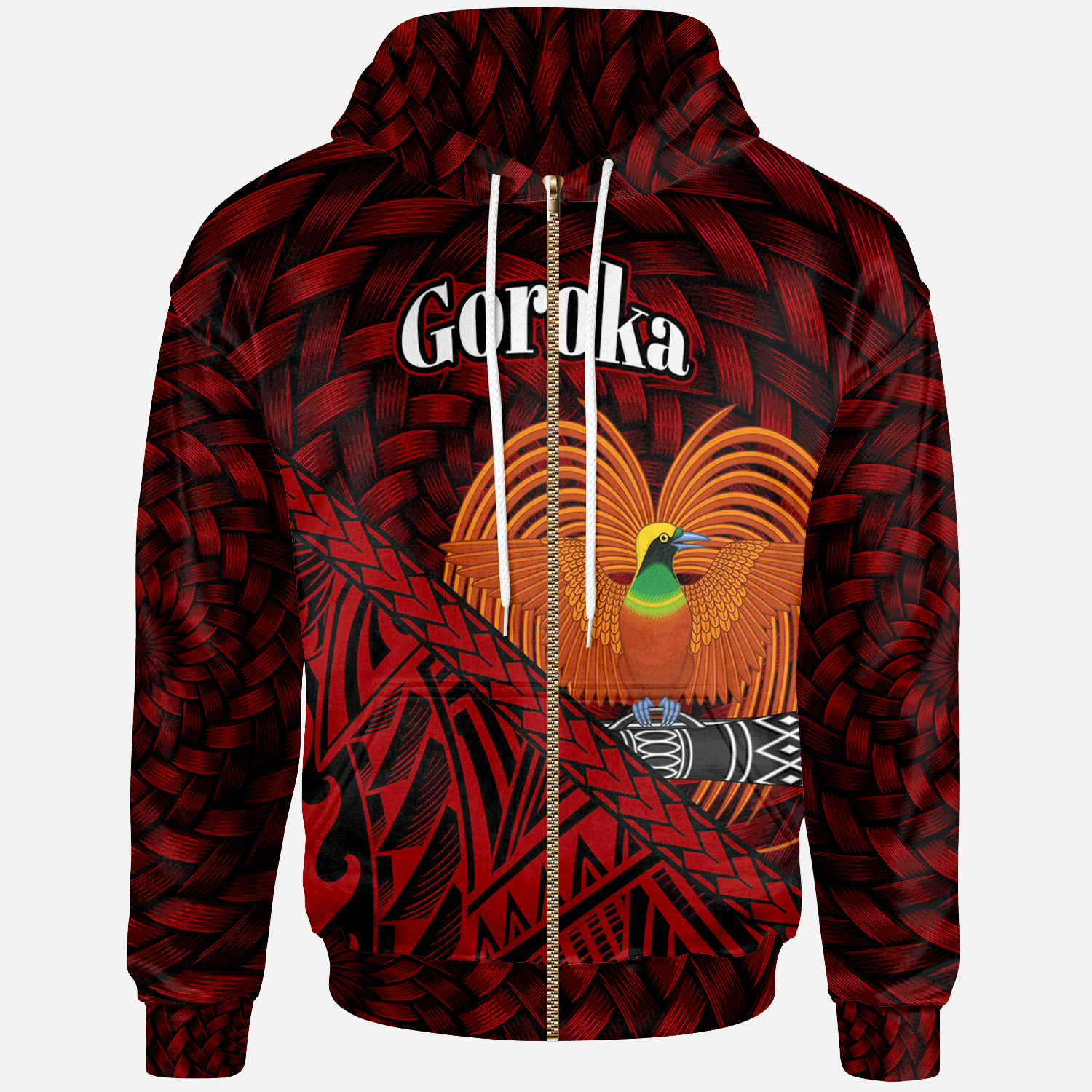 Papua New Guinea Hoodie Goroka Polynesian Patterns With Bamboo Zip Hoodie