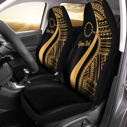 Cook Islands Custom Personalised Car Seat Covers Gold Polynesian Tentacle Tribal Pattern