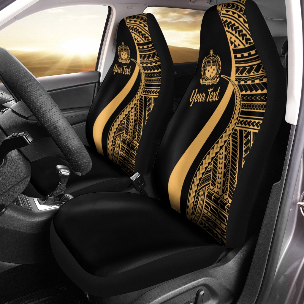 Samoa Custom Personalised Car Seat Covers Gold Polynesian Tentacle Tribal Pattern