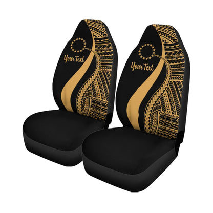Cook Islands Custom Personalised Car Seat Covers Gold Polynesian Tentacle Tribal Pattern