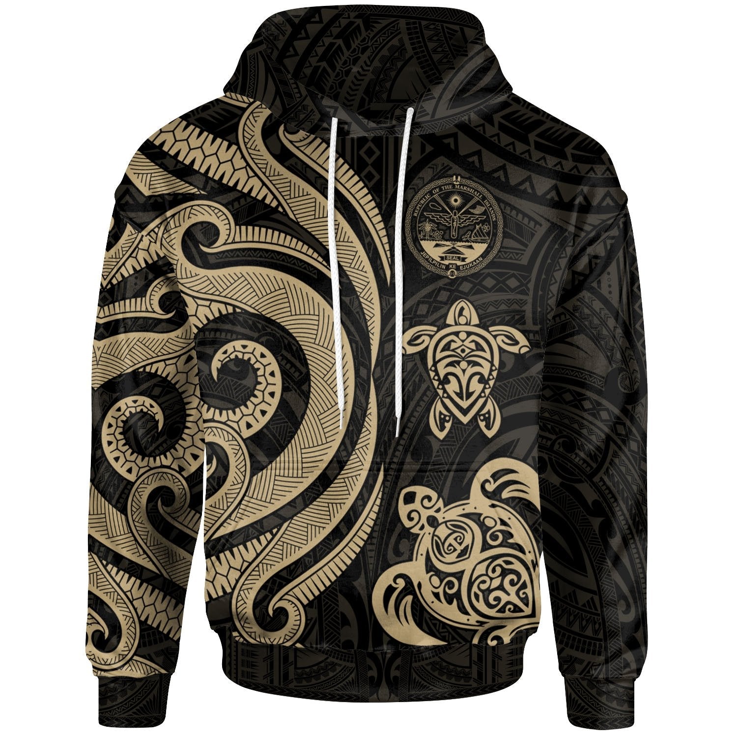 Marshall Islands Hoodie Gold Tentacle Turtle