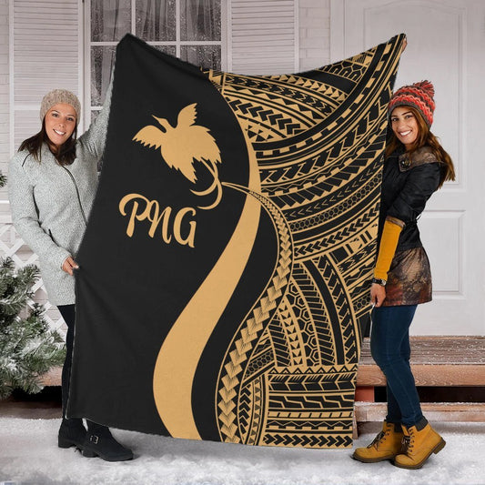 Papua New Guinea Premium Blanket Gold Polynesian Tentacle Tribal Pattern