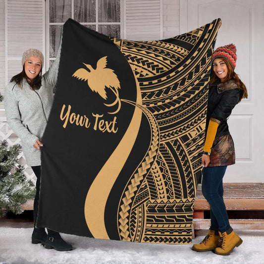Papua New Guinea Custom Personalised Premium Blanket Gold Polynesian Tentacle Tribal Pattern