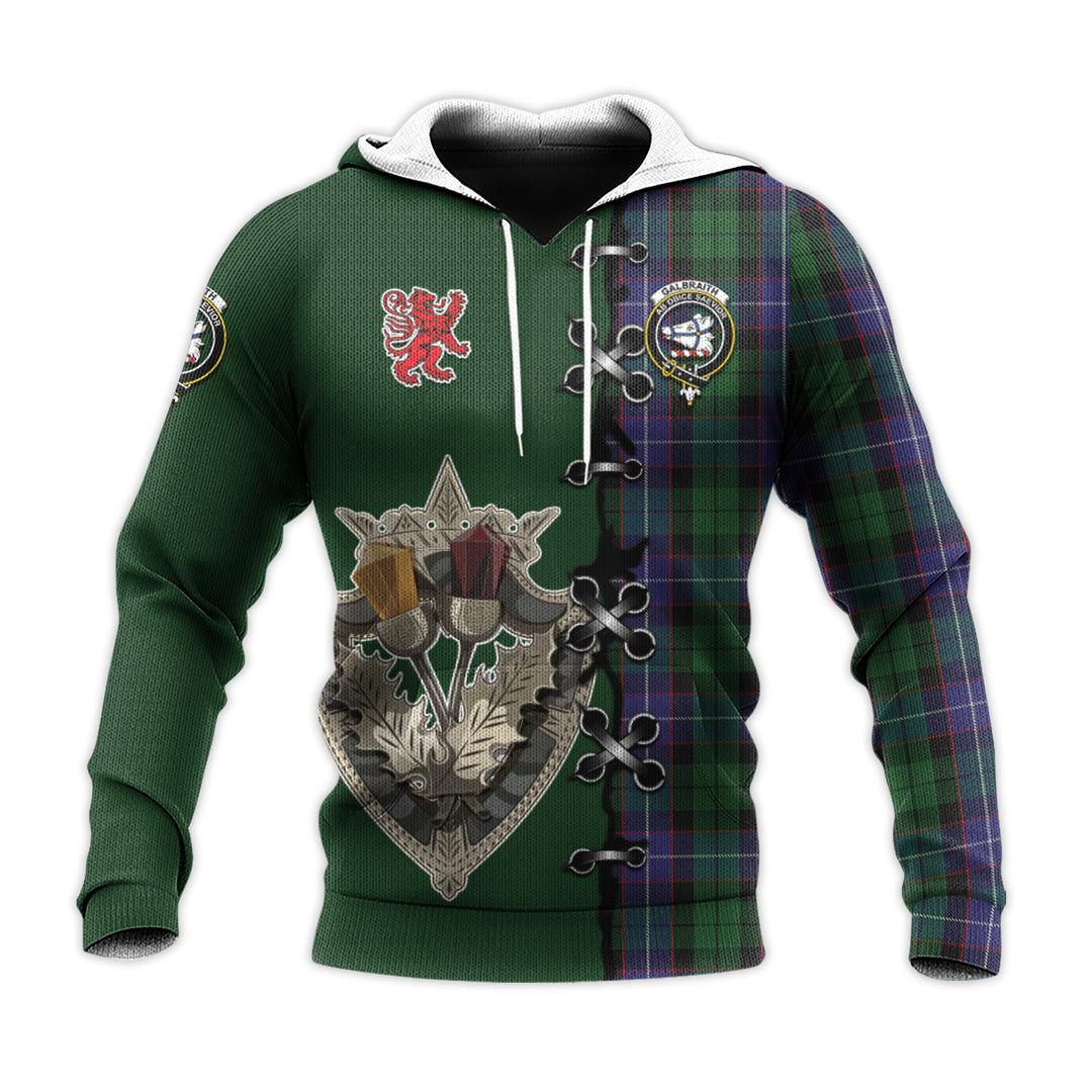 Printivon Galbraith Tartan Hoodie Lion Rampant And Celtic Thistle Style