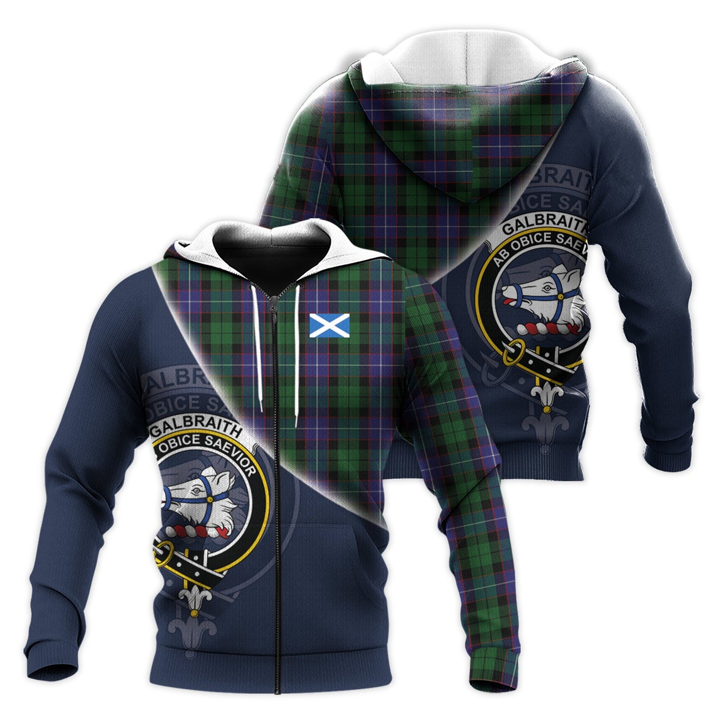 Printivon Galbraith Tartan Scottish Crest Hoodie