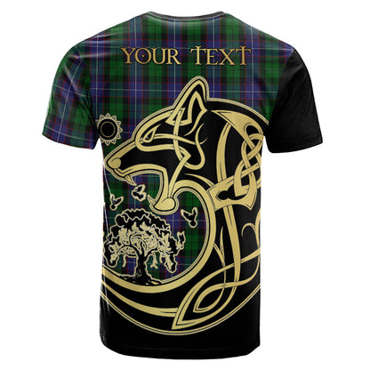 Printivon Galbraith Crest Celtic Wolf Tartan T Shirt Custom Your Text