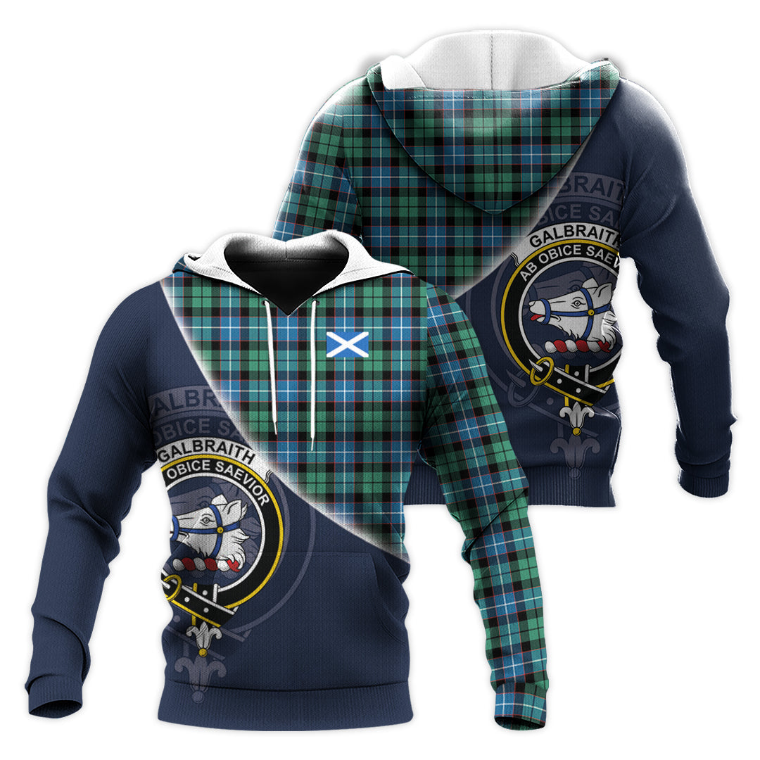 Printivon Galbraith Ancient Tartan Scottish Crest Hoodie